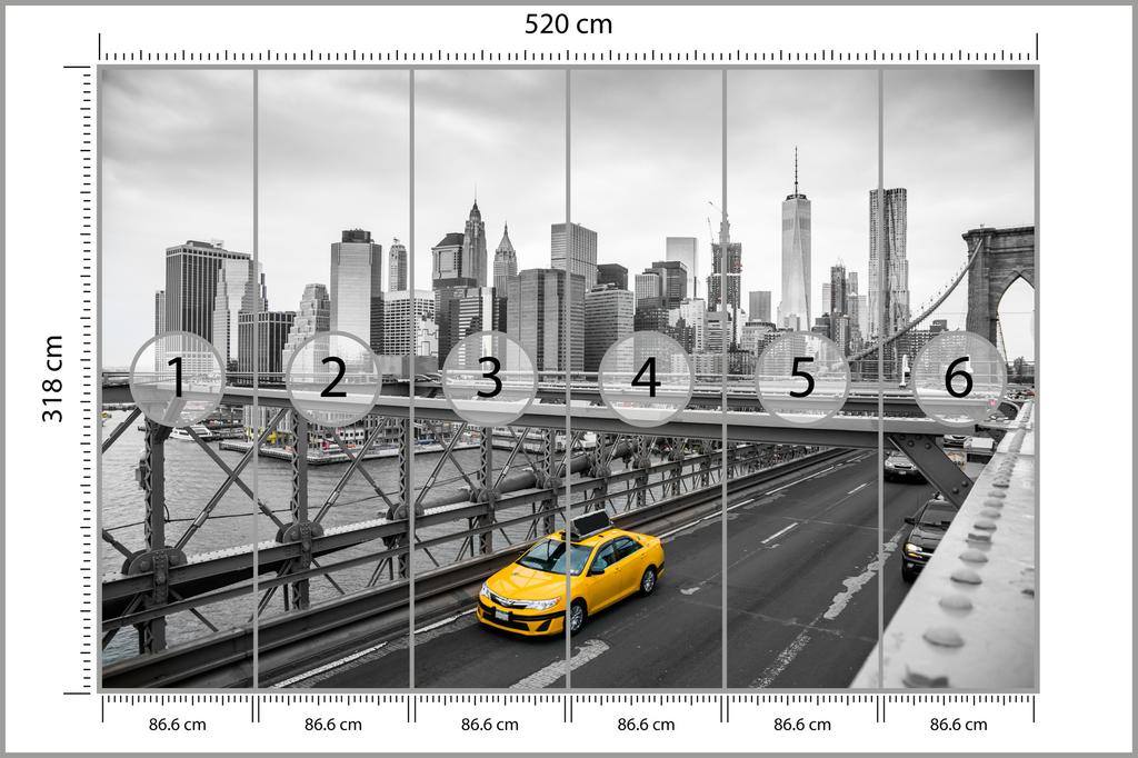 Photomural Taxi Crossing Brooklyn Bridge Structural Vinyl 520x318