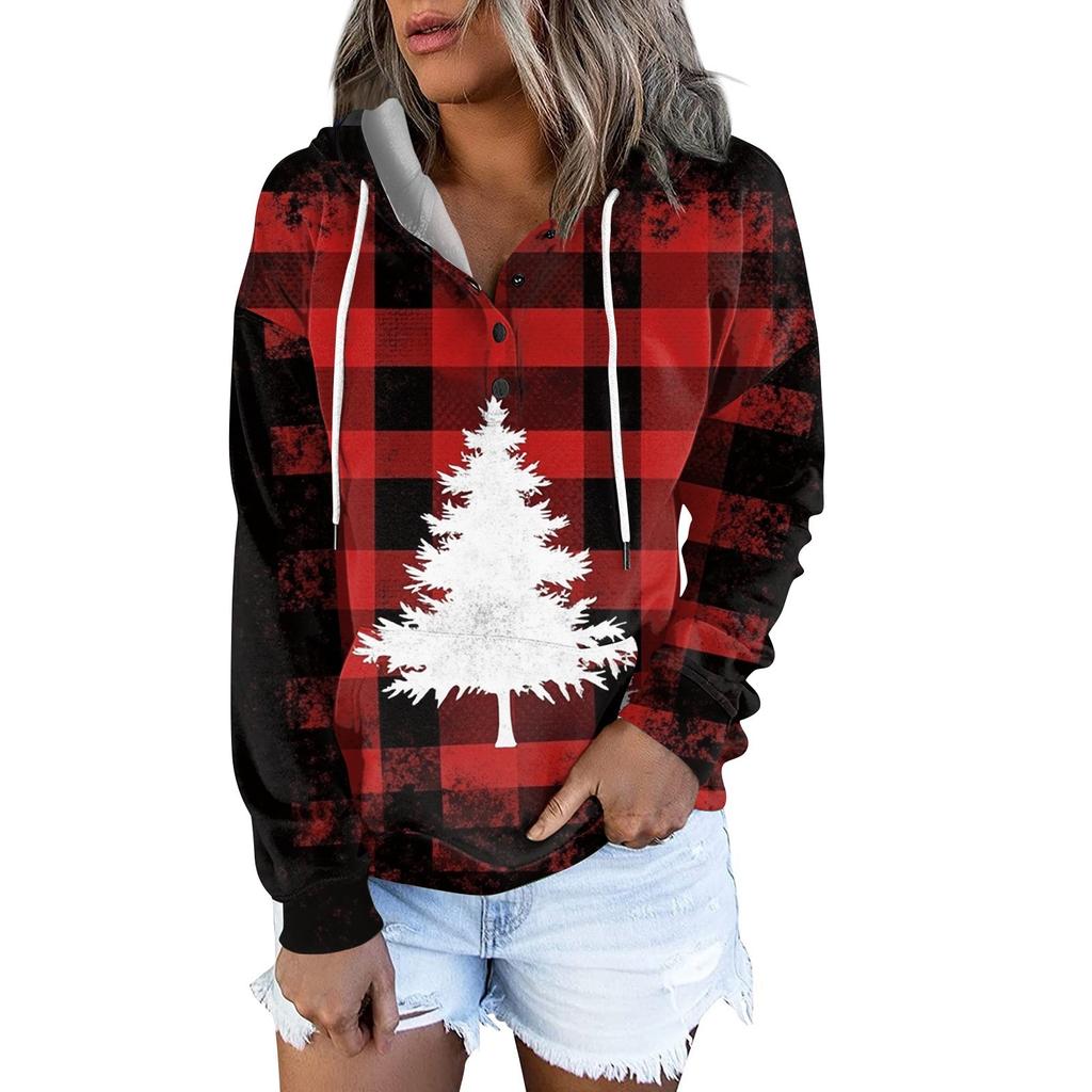 Женские повседневные модные принты с длинным рукавом на пуговицах пуловеры с капюшоном толстовки