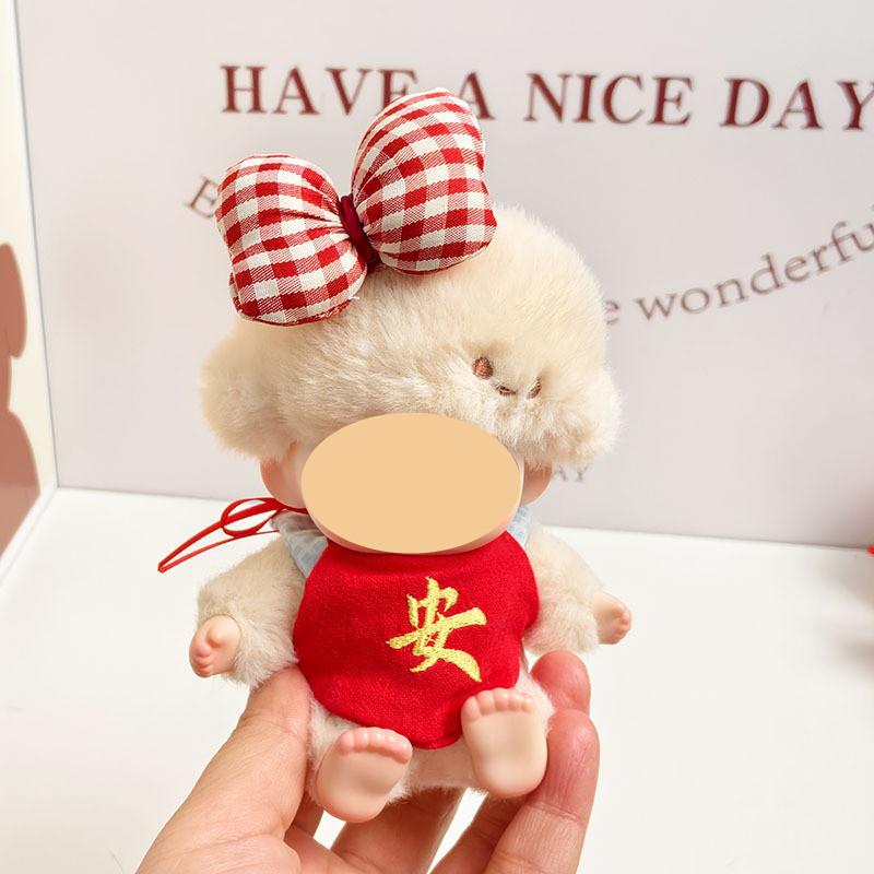 [Cloth  Only] Doll New Year Set Clothes for Plush Dolls,New Year's Lucky Belly Band + Hair Clip+Lion Dance Headgear.