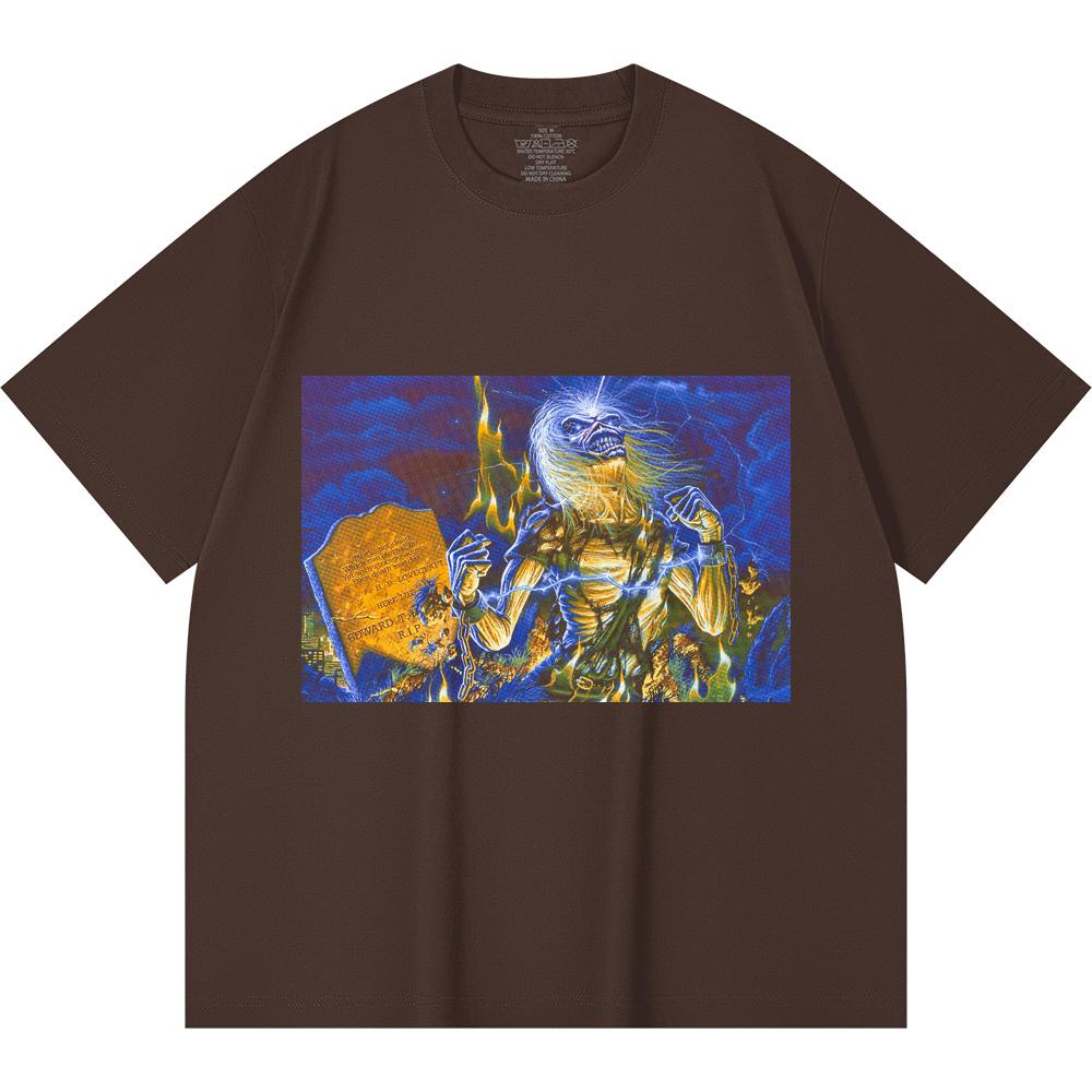 Хлопковая футболка плотностью 230 г/м² 100% Хлопок Heavy Metal Футболка с принтом рок-группы Популярная музыка Унисекс Тяжелая хлопковая футболка