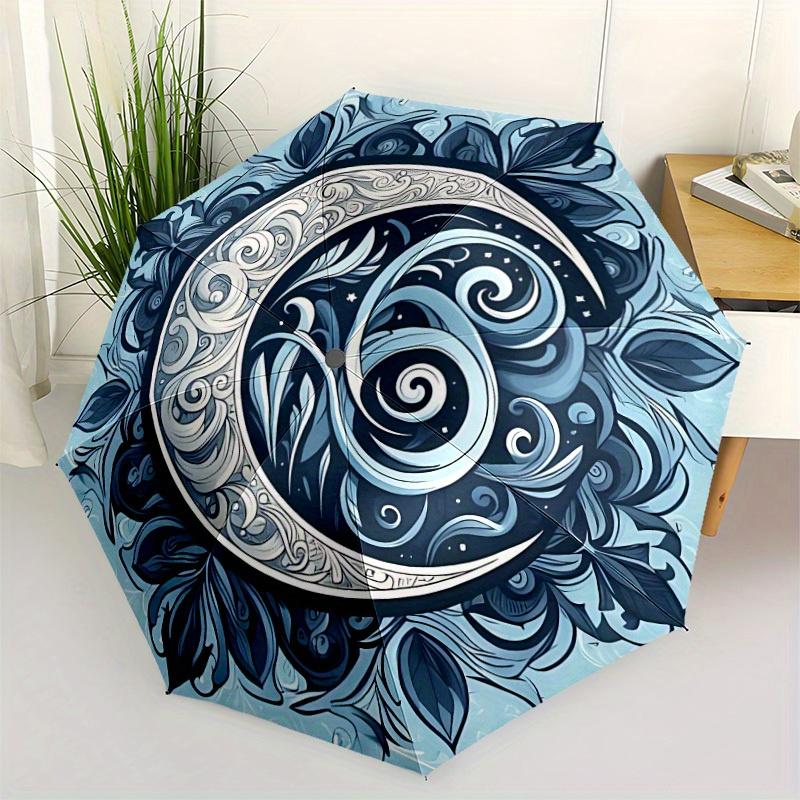 1pc Moon Swirls Automatic Open/Close Umbrella, Portable Folding Umbrella for Travel, Themed Events, It is suitable as a gift for various festivals, Ou