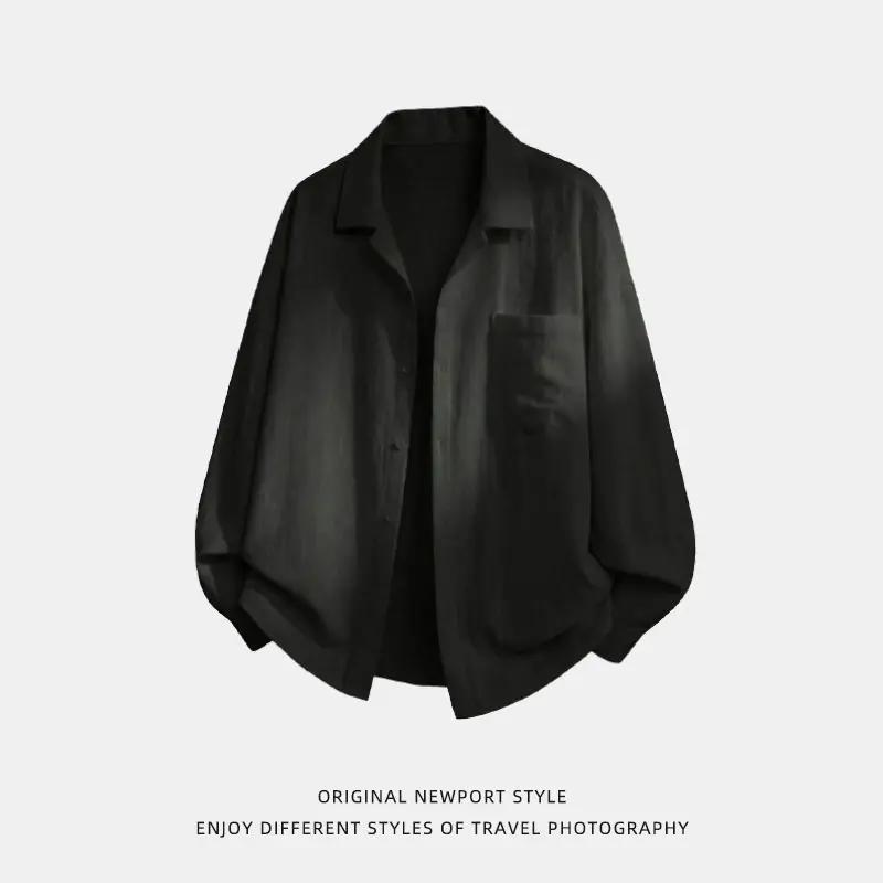 2026 Мужская мода Рубашка с длинным рукавом Весна Мужская Повседневная Свободный Топ Дышащая Рубашки в Гонконгском Стиле Мужская Однотонная Корейские Рубашки