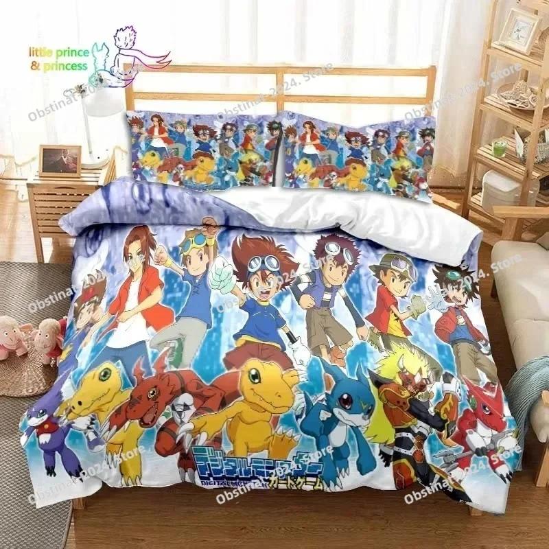 Постельное белье Digimon Аниме Набор постельного белья Монстры Приключений Пододеяльник Полный Queen King Размер Наволочка Печатный комплект постельного белья Односпальный Twin