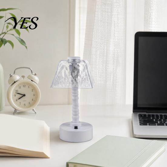 Eye-Friendly Table Lamp Acrylic Lampshade Night Light, Mushroom Floral Wheat Pattern Lamp, Soft Glow Desk Light Decorative Ambient for Home