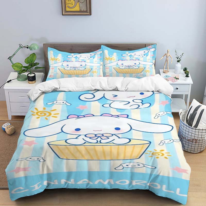 2026 New Cartoon Cinnamoroll Themed Three-Piece Bedding Set, Includes Duvet Cover and Pillowcase, Perfect As A Holiday Gift.