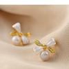 Серьги Bcaty&lulu женские Совместимы с аллергией на металлы Серьги с жемчугом пресноводный жемчуг Изготовлены из латуни с позолотой простые элегантные день рождения свадьба