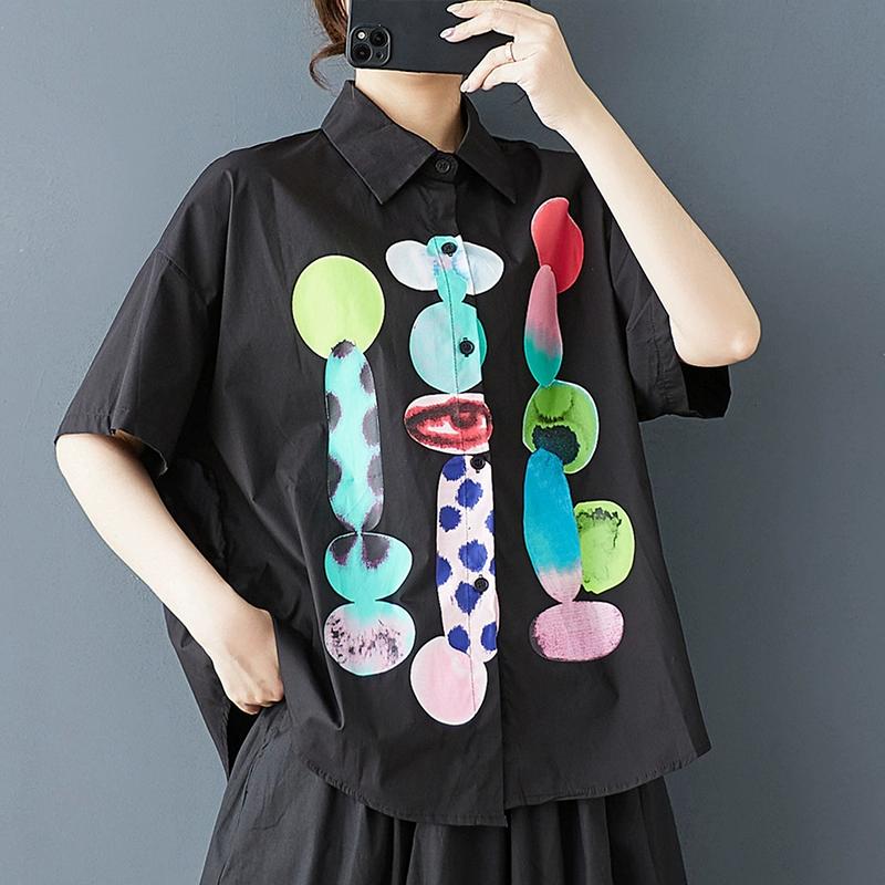 DIMANAF Plus Size Новая летняя стильная блузка белого цвета с коротким рукавом и принтом Повседневная рубашка Женская свободная рубашка с принтом