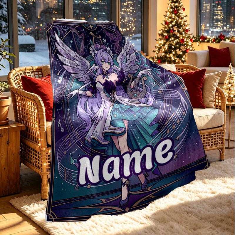 Custom Name Personalized Robin (Honkai Star Rail) Print Blanket, Home Decor, Bedroom, Sofa, Camping, Couch, Gifts for Birthday Christmas