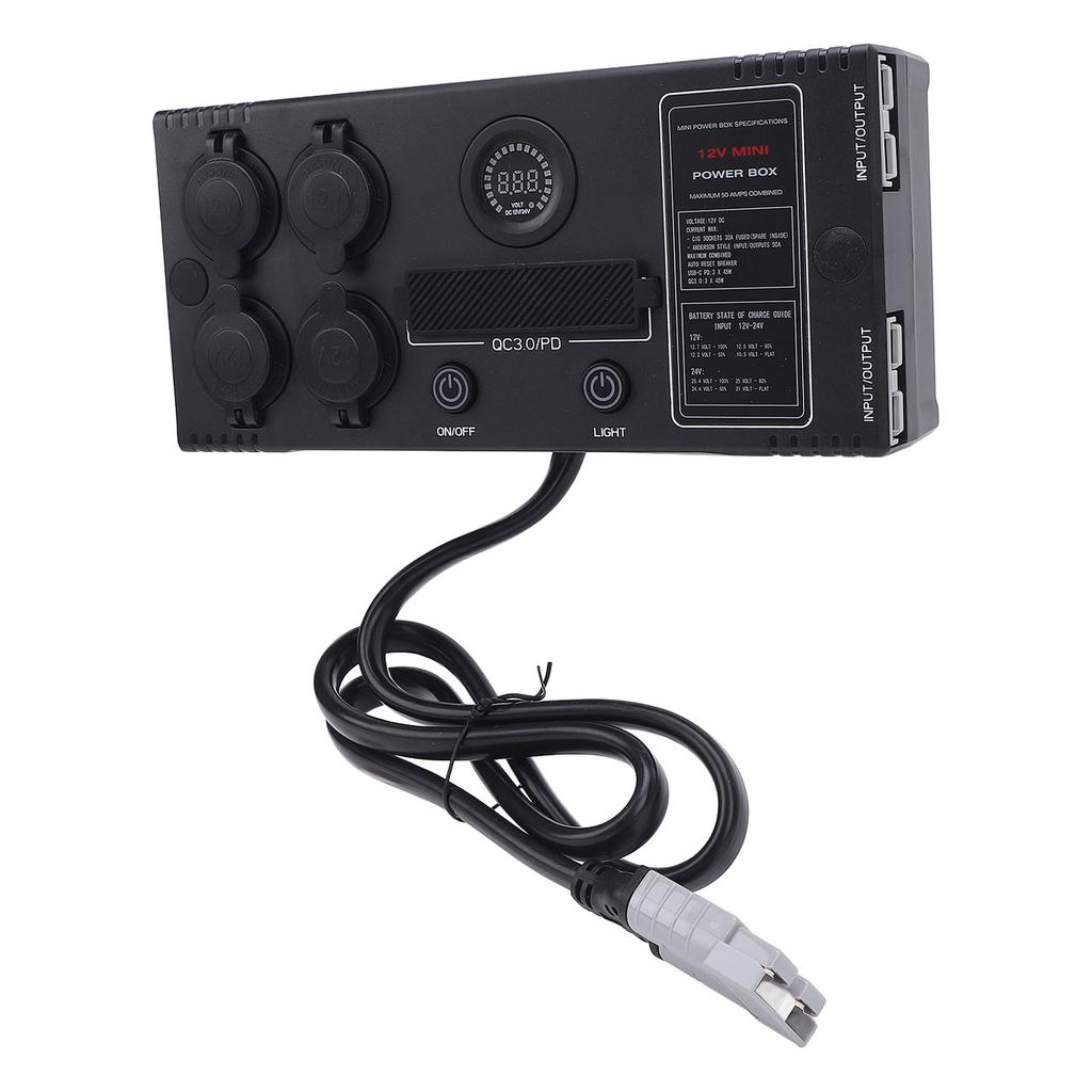 12V Mini Power Box Portable Control Hub for Anderson Plug QC 3.0 Port LED Light Power Hub Distribution Box
