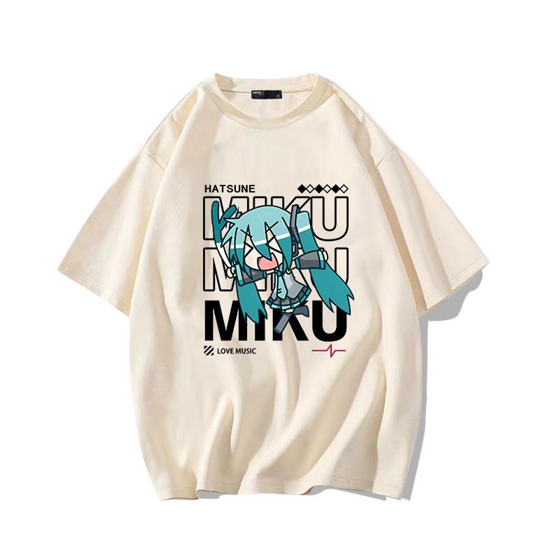 Мужская свободная хлопковая футболка с коротким рукавом для подростков Diva Miku Hatsune