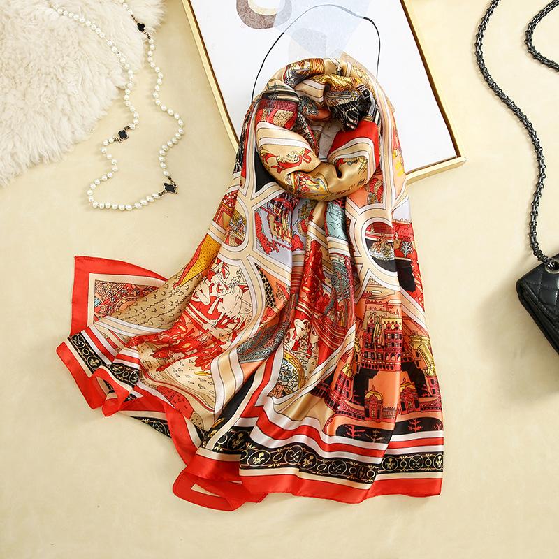 New Four Seasons Available New Silk Large Size Thin Outer Wear Neck Protection Scarf Sunscreen Warm Beach Towel For Women