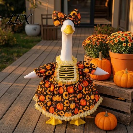 Festive Goose Clothes for Harvest Celebrations Thanksgiving Porch Outfits 23" Statue, Fall Maple Leaf Reusable Outfit 23 Inch Statues Pumpkin Clothes,
