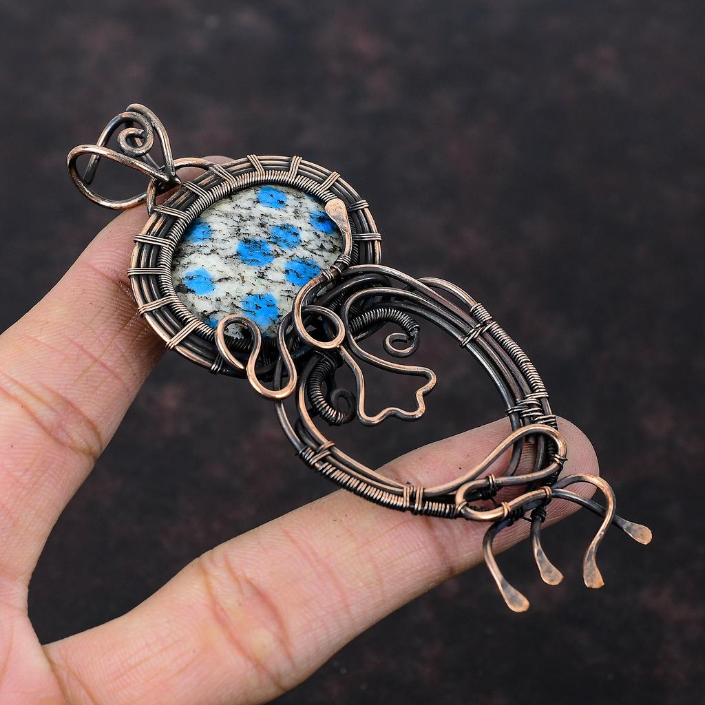 K2 Jasper Copper Pendant Copper Wire Wrapped Jewelry Real Gemstone Pendant Unique Pendant Handmade Jewelry Gift For Him Wire Wrapped Pendant