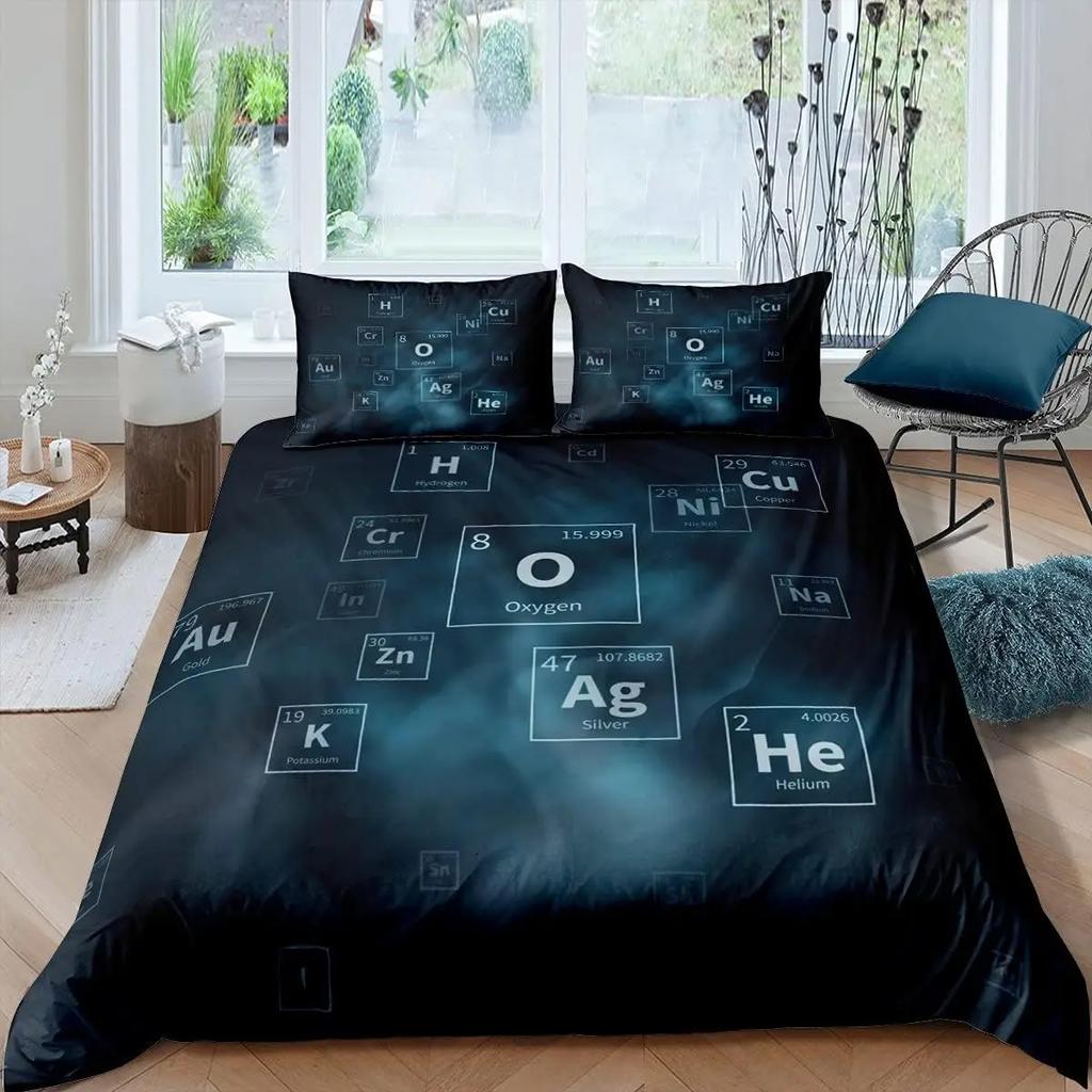 Periodic Table Of Elements Duvet Cover Twin Queen Science Theme Bedding Set For Chemistry Lovers Teens Kids Back To School Gifts
