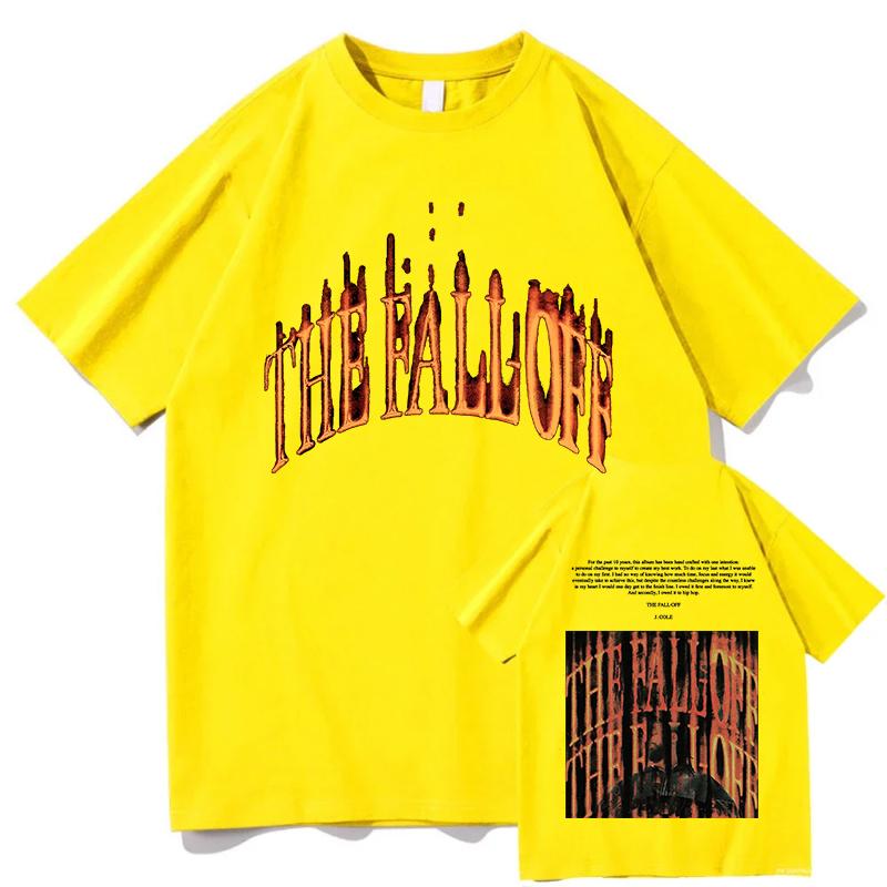 J Cole THE FALL OFF TShirts Graphic Clothing Hip Hop Rap Pure Cotton ONeck Short Sleeve Music Merch Tops Classic Streetwear