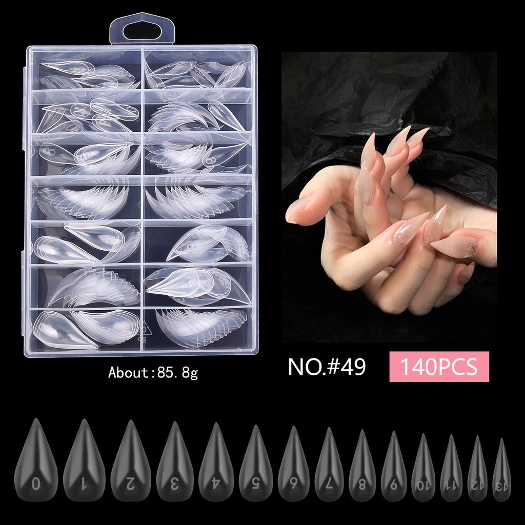 Eagle'S Talon 120/140 Pcs Short Curved Stiletto False Nail Tips Clear Soft Fake Nails Extensions For Diy Nail Salon Manicure