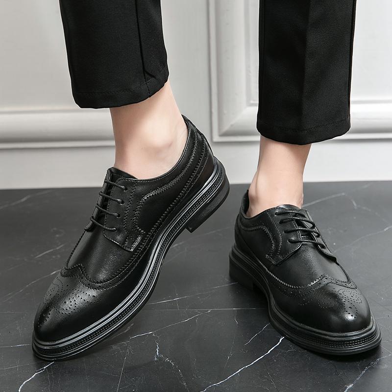 Men Formal Shoes Lace Up Oxfords Fashion Elegant Dress Shoes for Men Italian Man Leather Brogue Male Casual Shoes Male Footwear