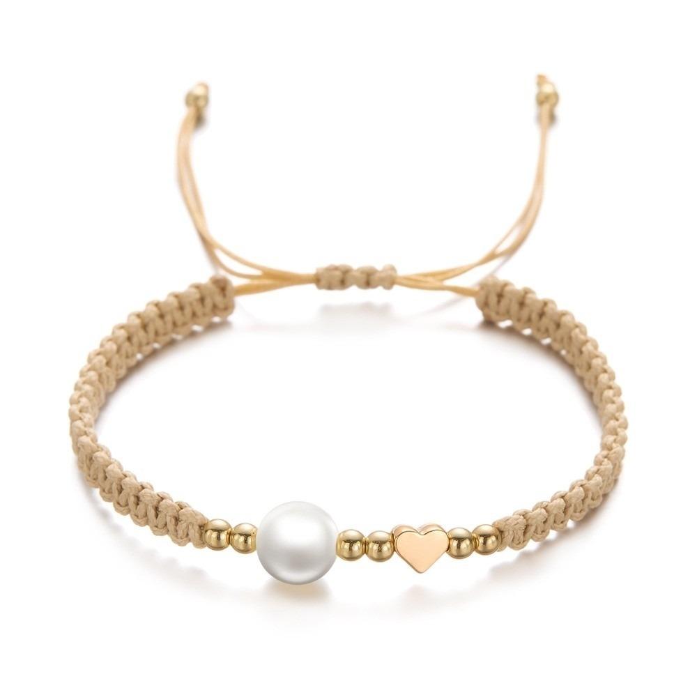 Pearl Bead Star-Shaped Bracelet Adjustable Casual Bracelet Bangle Woven Bracelet Women