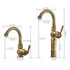 Antique Carved Bathroom Faucet Basin Faucets Brass Hot & Cold Bathroom Sink Faucet Deck Mounted Lavotory Faucet Mixer Water Tap
