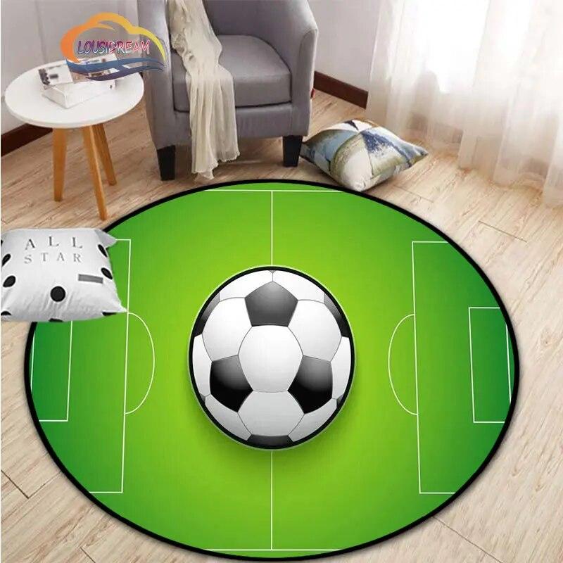 Ковер с изображением футбола, украшение для гостиной, круглая кровать, стул, коврик для дома, входная дверь, дети