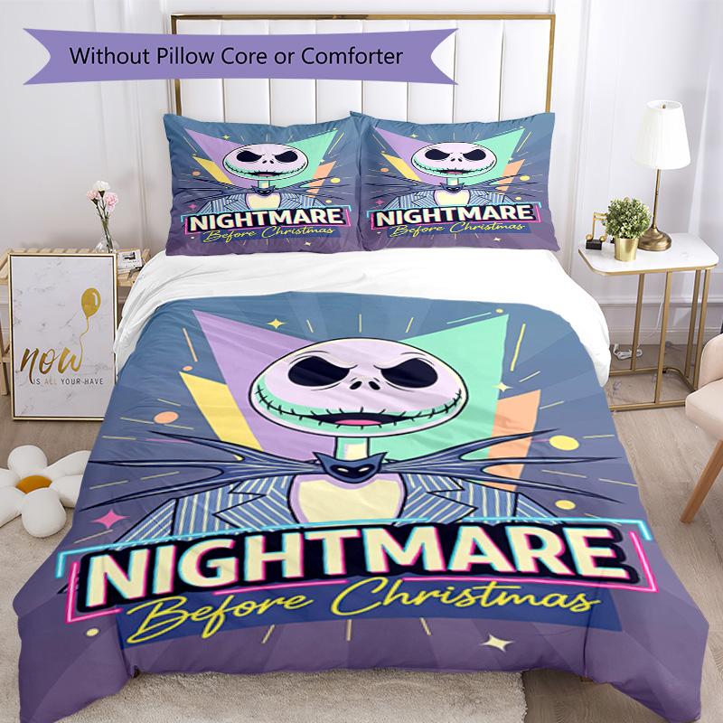 Christmas Nightmare Bedding Set Breathable Duvet Cover with Pillowcases Decorative Bed Linen for Bedroom Home Decoration Birthday Gift