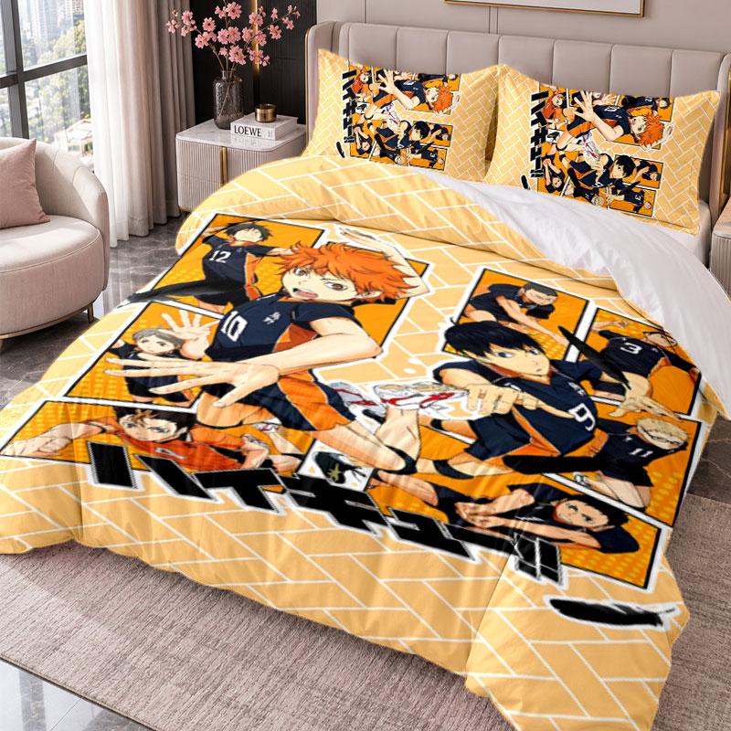 Haikyuu 3Pcs Bedding Set Duvet Cover With Two Pillowcases For Bedroom Home Decoration