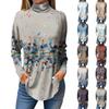 Tee Shirts For Women Fall Casual Long Sleeve Shirts Sweatshirt Vintage Printed High Neck Top Pullover