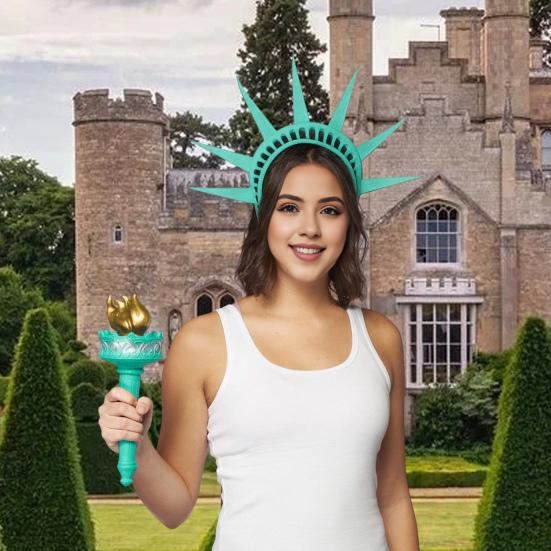 Косплей повязка на голову Статуя Свободы корона и факел набор американская достопримечательность Статуя Свободы косплей аксессуары для женщин костюм для вечеринки на Хэллоуин