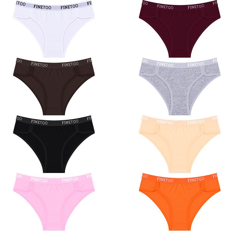 FINETOO Cotton Panty For Women Mid Waist Underwear Breathable Solid Color Lingerie