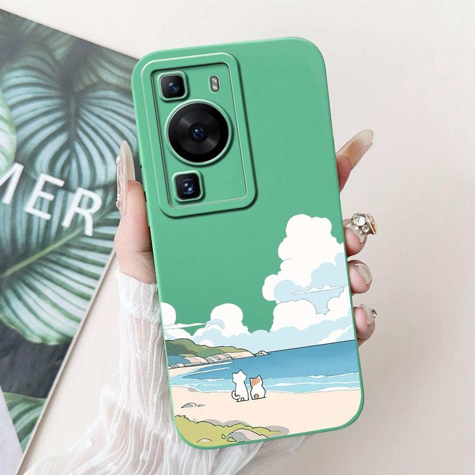 For Huawei P60 Pro Case MNA-LX9 Shockproof Cover Cute Cartoon Square Lens Protection Bumper For Huawei P60 Art P 60 P60Pro Funda
