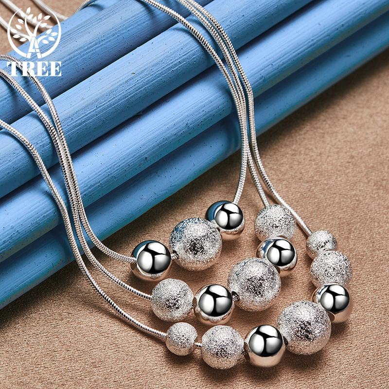 Ювелирные изделия из стерлингового серебра 925 пробы с цепочкой из трех змей, матовое гладкое ожерелье с подвеской