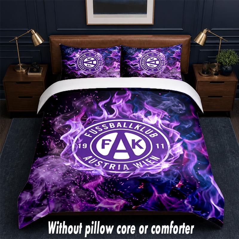 Austria Wien FC Design Bed Bedding Set 1 Duvet Cover + 2 Pillowcases Soft Breathable Household Bed Linens