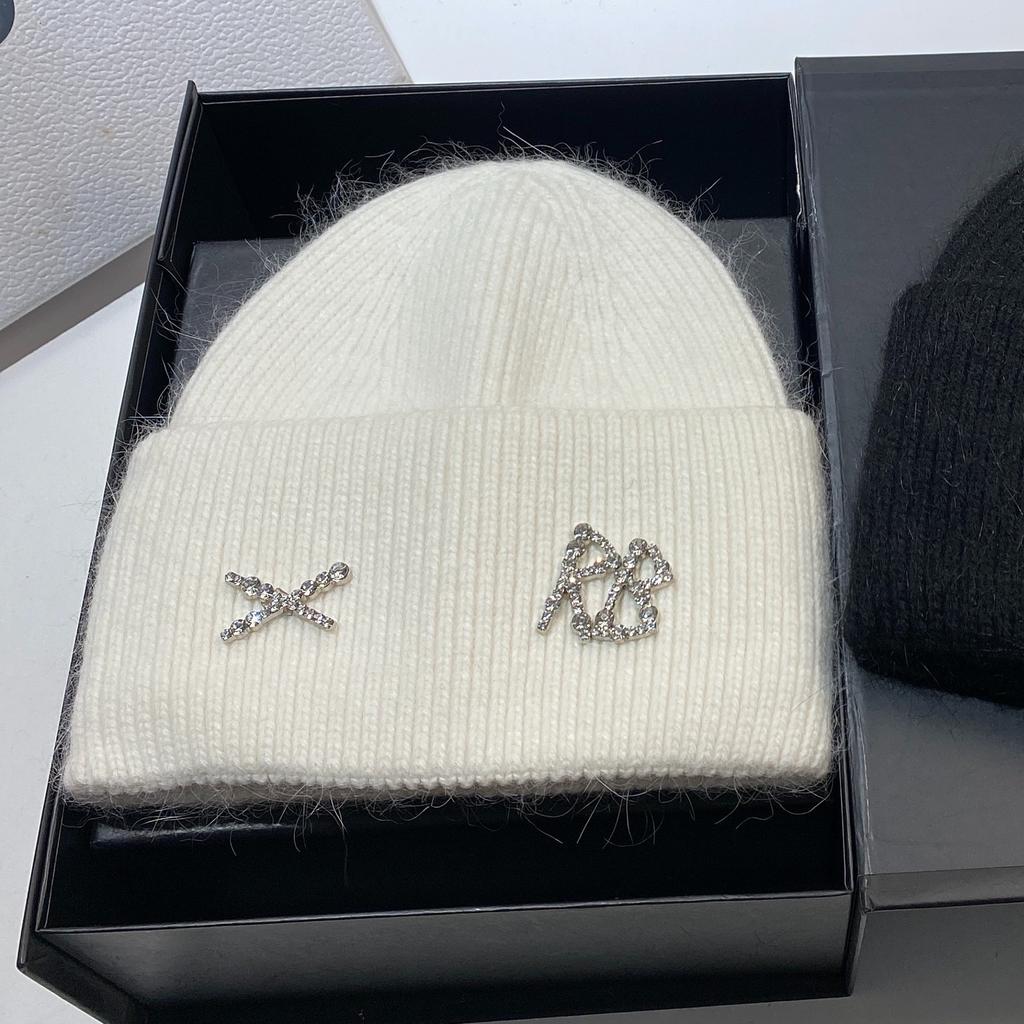RB rabbit fur double fold knitted hat thickened plush warm soft waxy pullover winter Russian cold windproof ear hat