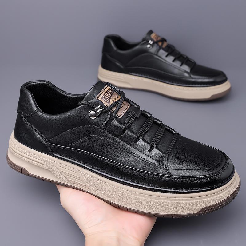 Fashion Autumn Platform Casual Sneakers for Men Fashion Cow Leather Soft-soled Men's Board Shoes Designer Sports Zapatos Para Hombre