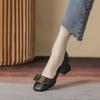 Versatile Temperament Soft Leather Single Shoes Women's Thick Heel 2025 New Autumn Square Head Fashionable and Comfortable Women's Medium Heel Women's