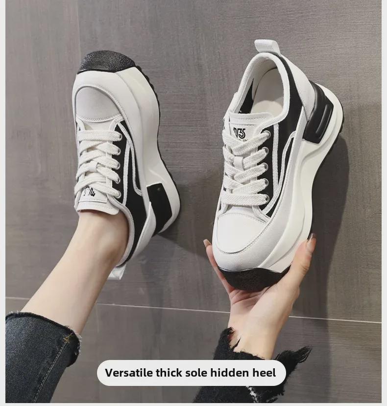SJN882-1 Women's 2024 Spring Trendy Thick-Soled Breathable Casual White Shoes
