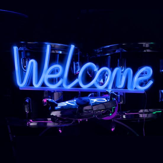 Добро пожаловать неоновая вывеска светодиодная лампа на батарейках креативная форма мерцание бесплатная декоративная прикроватная неоновая вывеска световой орнамент
