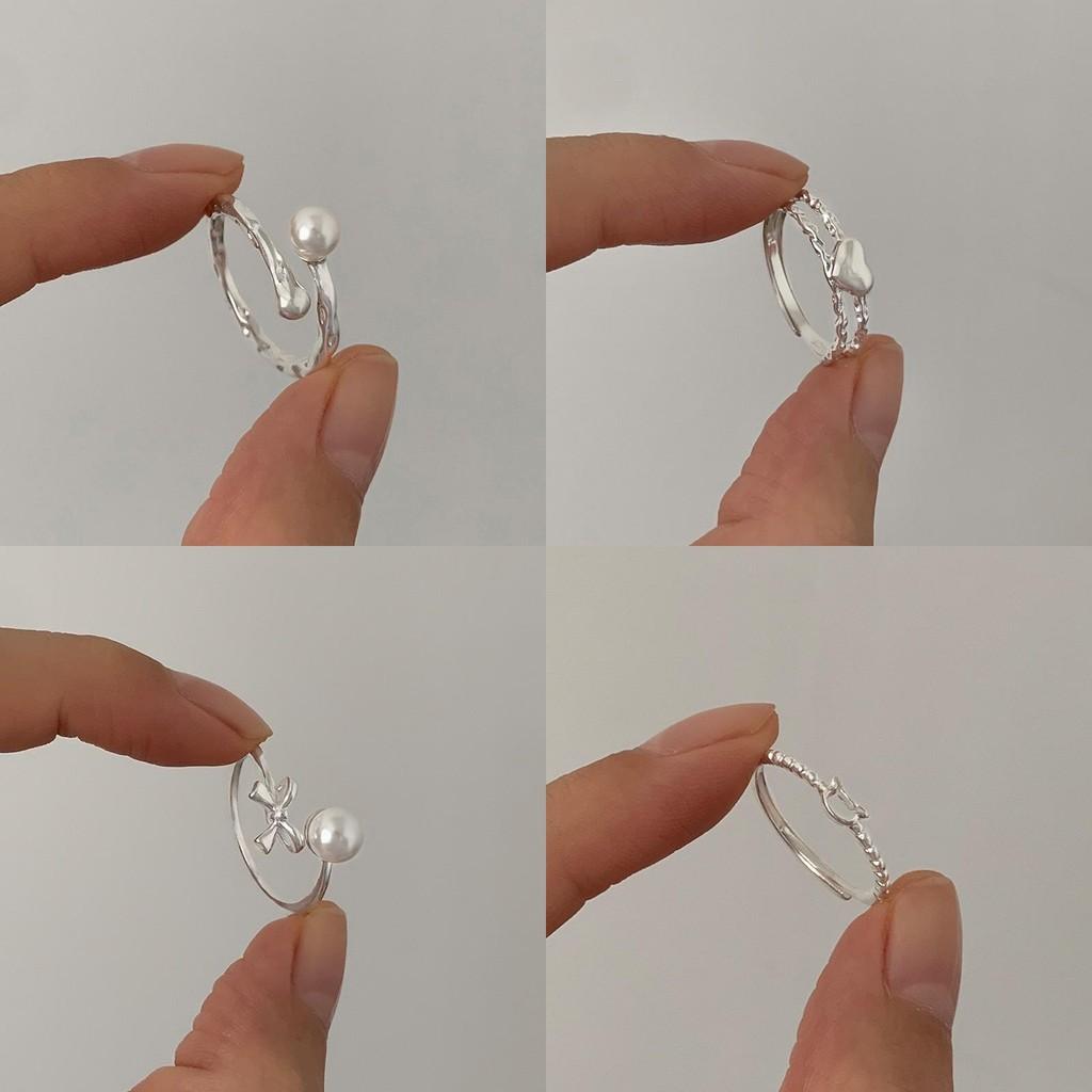 Уникальное геометрическое кольцо с жемчугом любви для женщин Высококачественная медь Регулируемый дизайн Стильные цвета для каждого случая