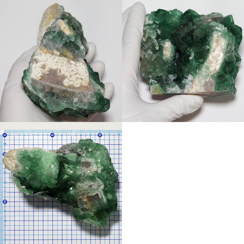 Stone Natural Fluorite Cluster Crystal Rough 95x89x84mm [N2 Natural] "fluorescent Mineral" / (33 "One-of-a-kind" Stone Approx. 960g, Origin