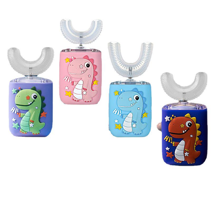 U-shaped Children's Electric Toothbrush with Sonic Technology, USB Charging, Soft Baby Bristles, Gum Protection, and Cartoon Design.