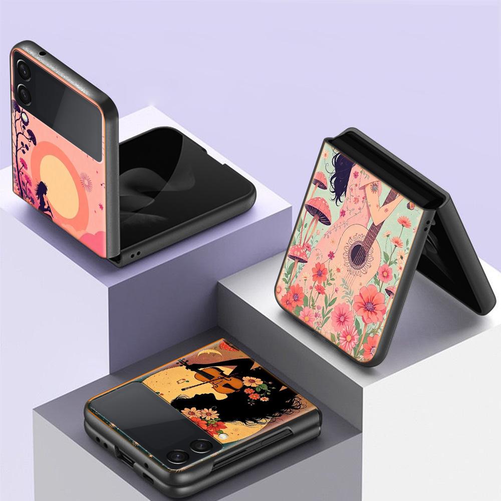 Стильный чехол-силуэт гриба для Samsung Z Flip 6 7 5G Z Flip 5 Galaxy Z Flip 3 4 5G ZFlip Ударопрочный Жесткий чехол ТПУ ПК