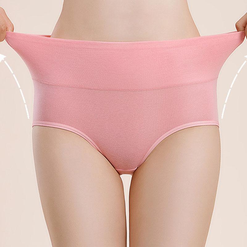 Хлопковые трусики для женщин с высокой талией, нижнее белье больших размеров, женские трусы, однотонное комфортное женское нижнее белье