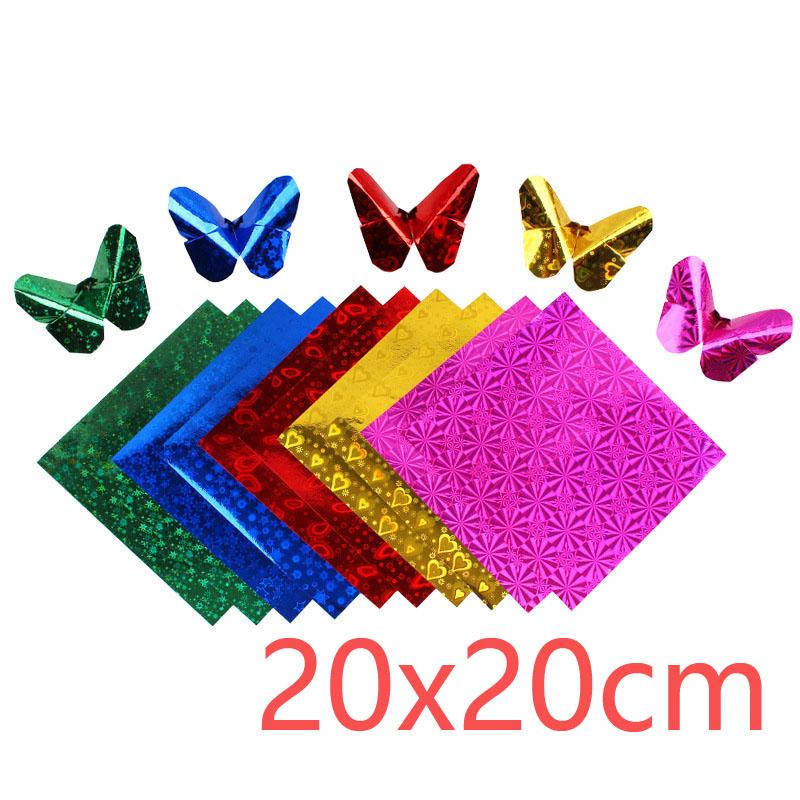 Листы квадратная бумага для оригами с боковым эффектом, лазерная бумага, блестящая бумага, сделай сам, детская сложенная бумага, украшение для скрапбукинга, 50 шт.