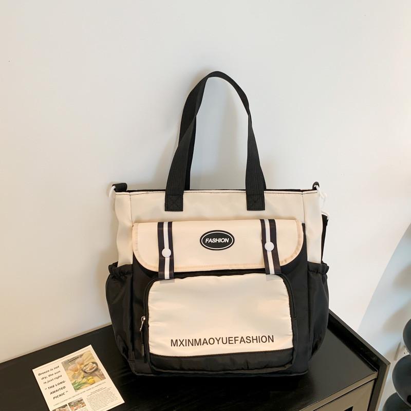 Трендовая сумка-тоут с цветными блоками 2024 Весенняя модная нейлоновая сумка для ежедневного использования