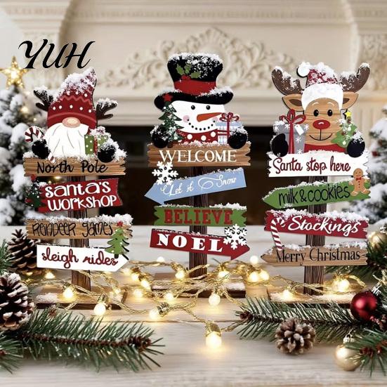 Christmas Home Accents Table Decoration, Rustic Wooden Tabletop Sign, Vintage Farmhouse Decorative Decor Desktop Plaque for Holiday Party Tiered Tray,