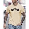 Men's 100% Pure Cotton Summer Loose Fit Oversized New York Cheerful Print Casual Slim Fit Round Neck Short Sleeved T-shirt Top