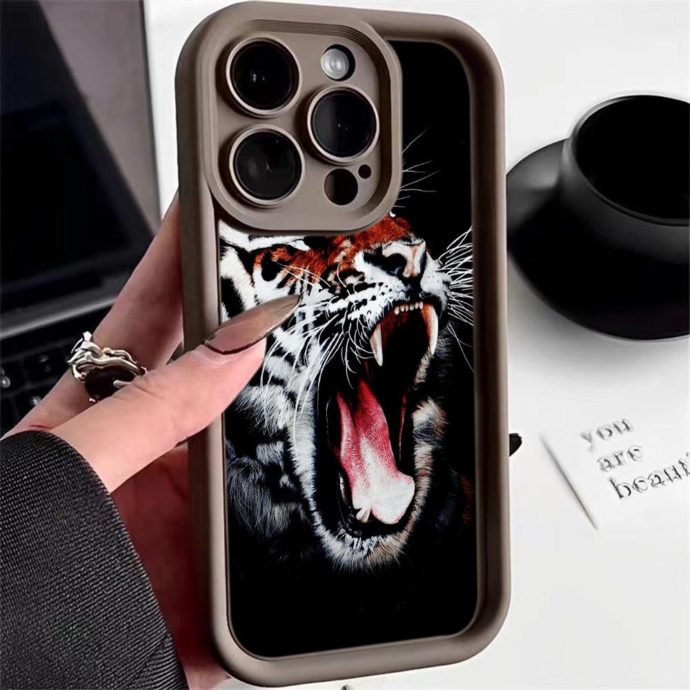 LZ30 Tiger Lion Cat Silicone Phone Case for iPhone 11 13 14 15 16 Pro Max 7 8 16 Plus 12 Mini XS Max XR Shockproof Back Cover