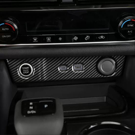 For Nissan Rogue - USB Power Trim Panel Cover Frame Carbon Fiber
