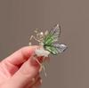 Emerald Insect & Butterfly Brooch: Exquisite Metal Tassel Dragonfly Pin