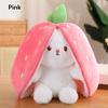 Easter Bunny Plush Reversible Carrot Strawberry Bunny Plush Toy Pillow Bunny With Zipper Birthday Gift For Boys Girls Kids Doll